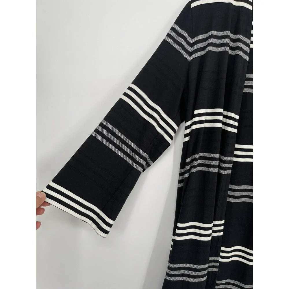 J. Jill Wearever Collection Black White Stripe Open Rayon Blend Cardigan Size SP